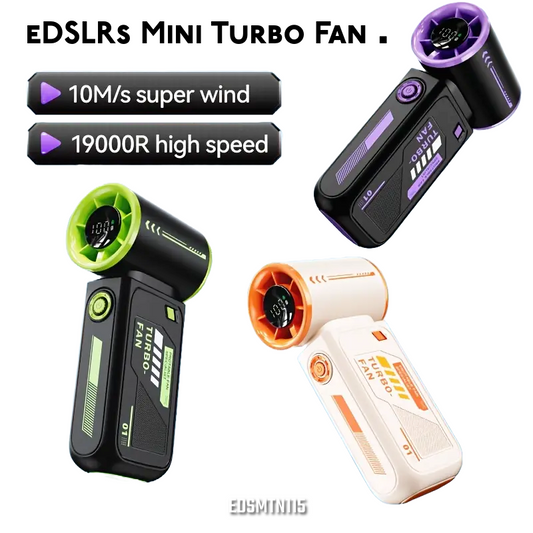 eDSLRs Mini Turbo Fan EDSMTN115 | High-Speed 19000RPM Handheld Fan with LED Display – USB Rechargeable | Travel, Office, Outdoor Cooling